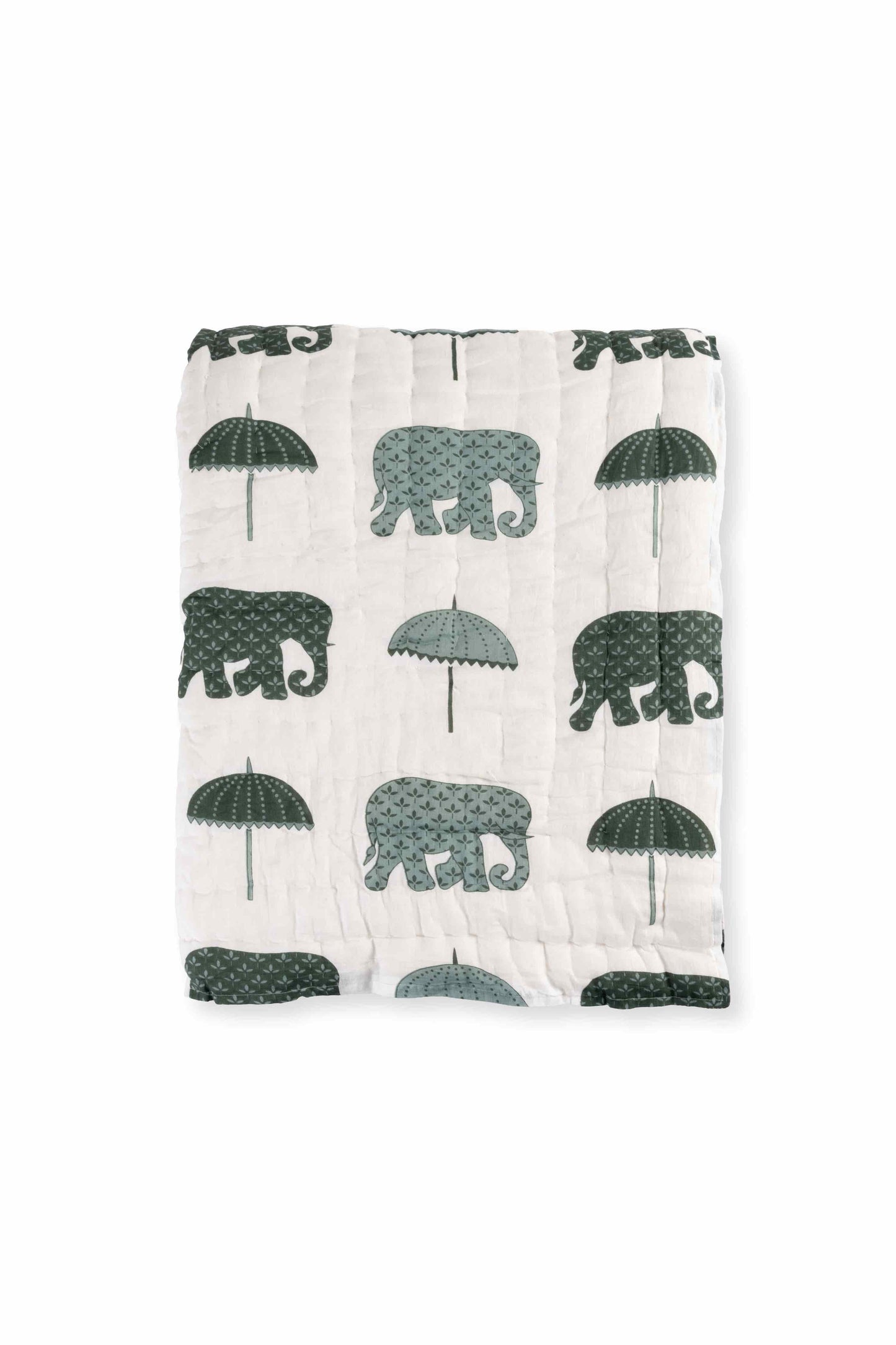 Turquoise Mughal Elephant Jaipuri Quilt