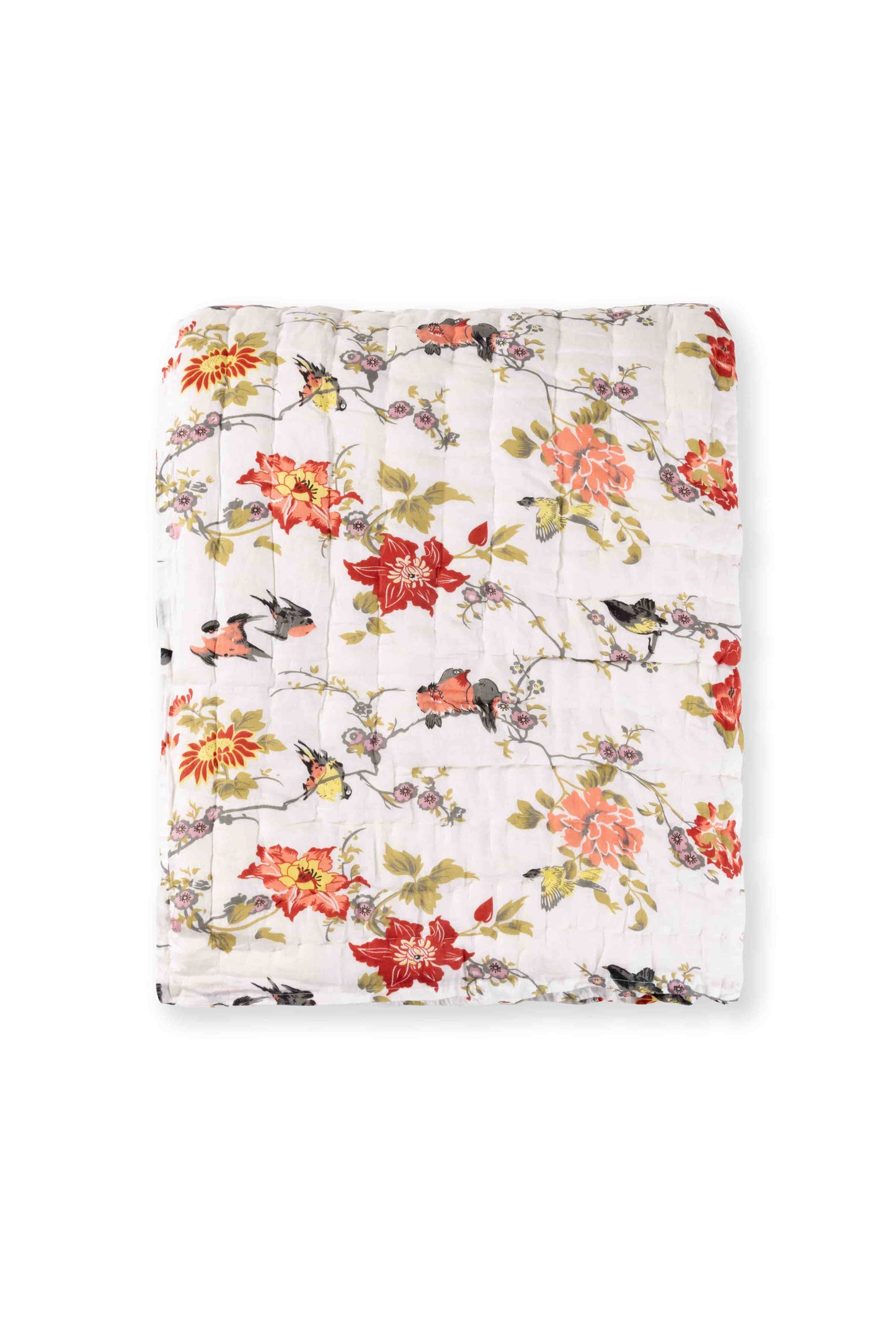 Red Bird Floral Jaipuri Razai/Quilt