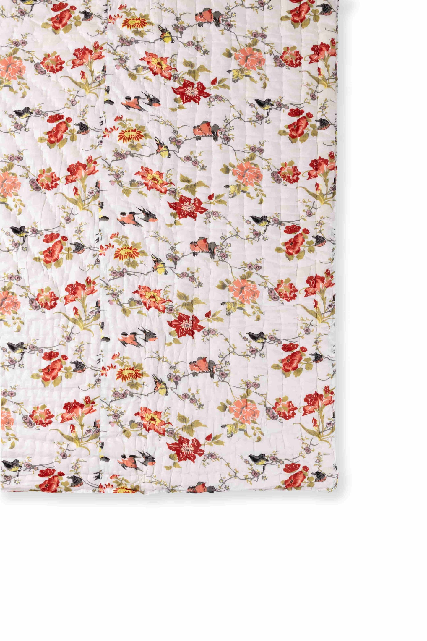 Red Bird Floral Jaipuri Razai/Quilt