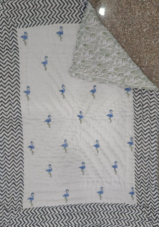 Blue Bird Cotton Baby Quilt (45x60 inches)