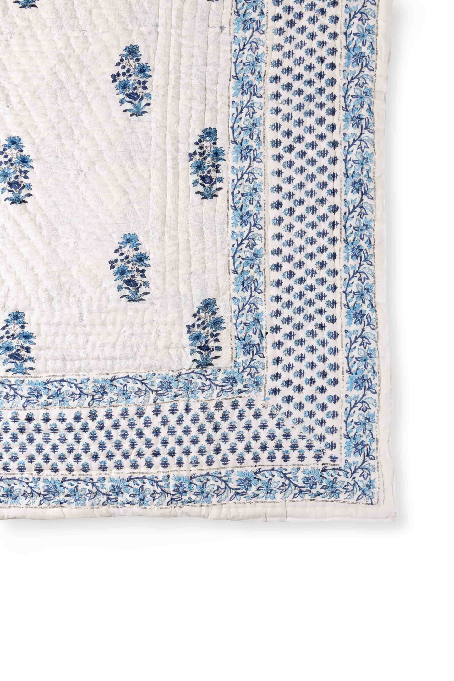 Classy Blue Tree Block Print Quilt