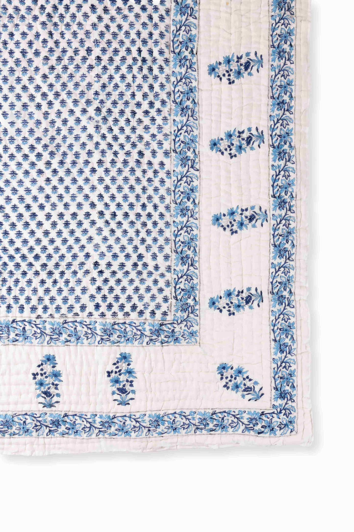 Classy Blue Tree Block Print Quilt