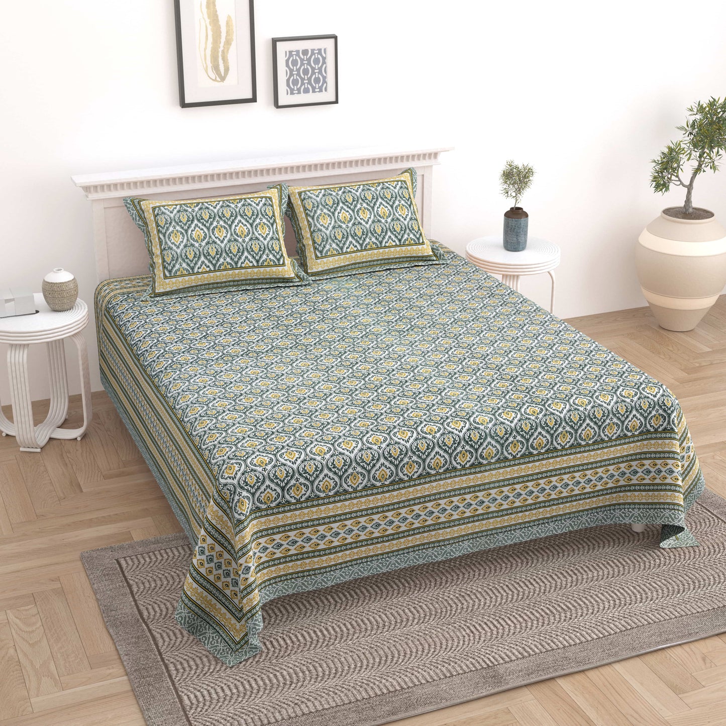 Classy Floral Cotton Jaipuri Bedsheet Double bed (90x108 inch)