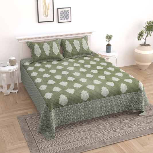 Floral Booti Jaipuri Cotton Bedsheet Double Bed (90x108 inch)