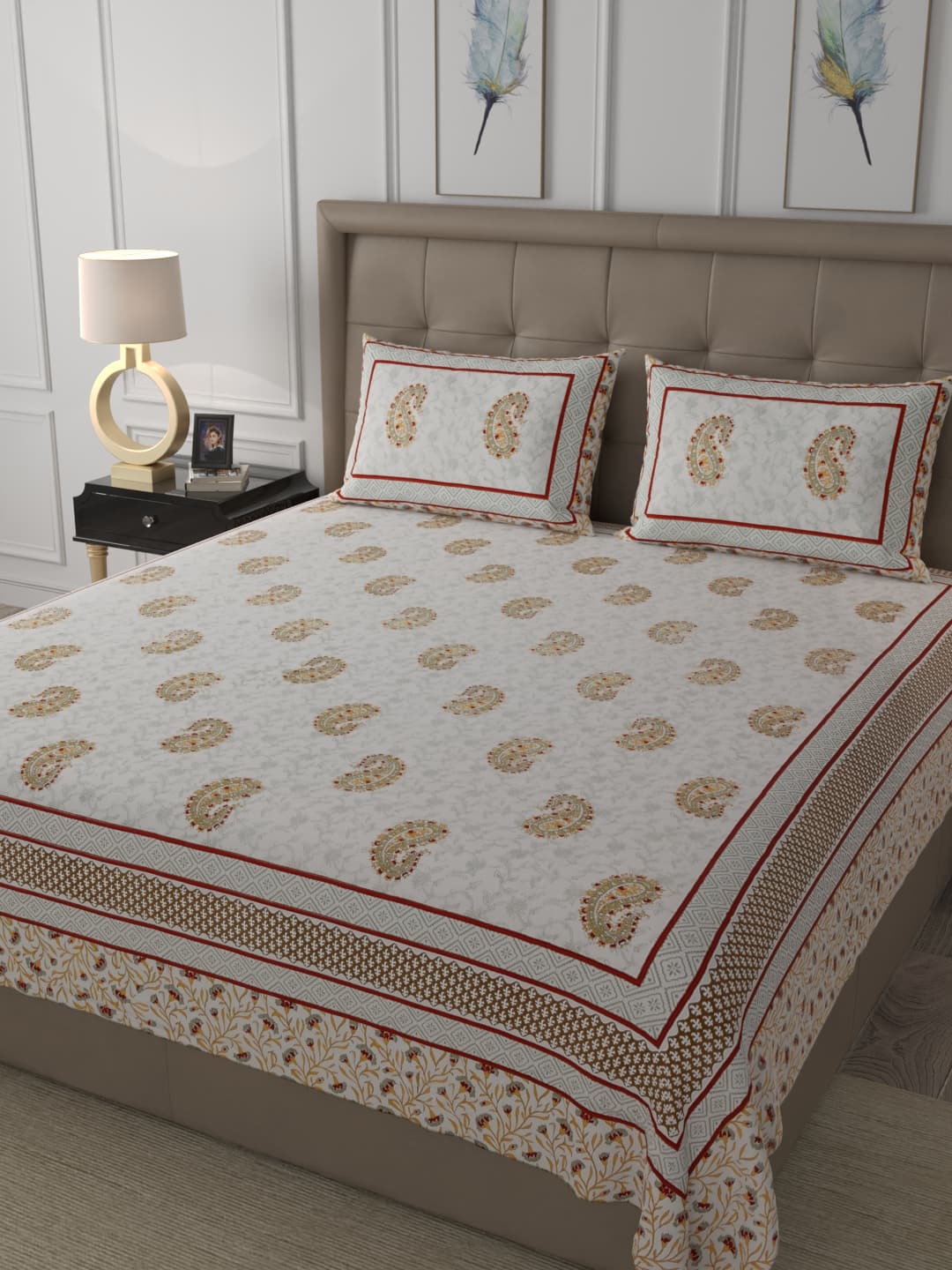 100% Cotton Premium King Size Bed Sheet (108x108) inch - Mirza