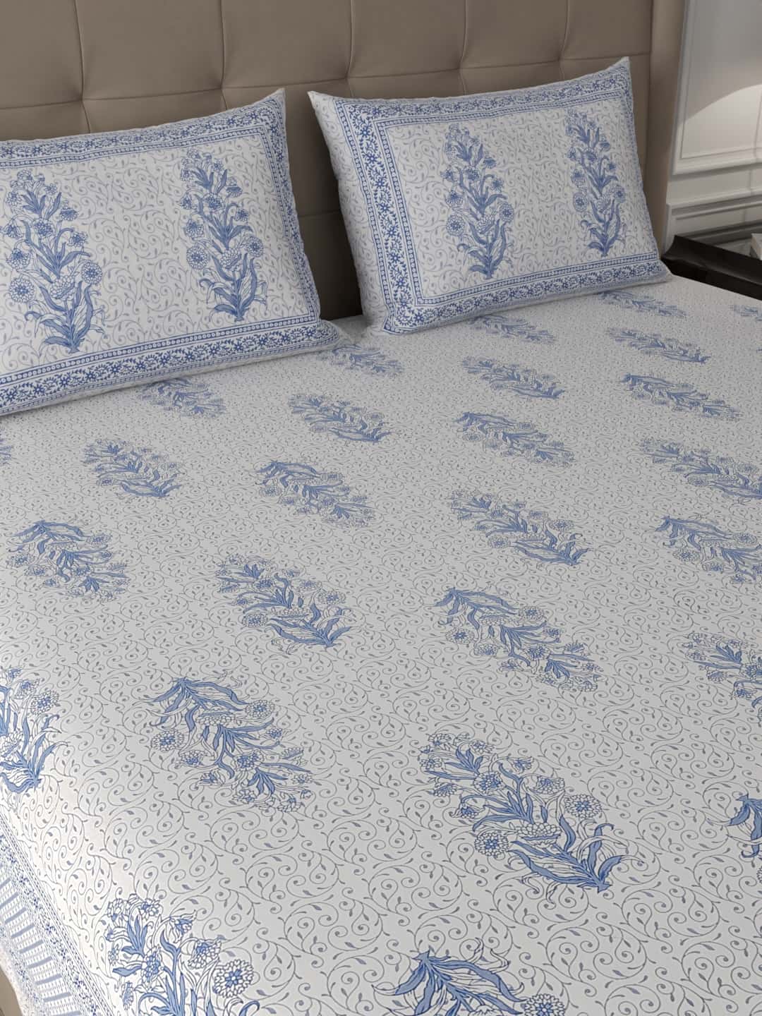100% Cotton Premium King Size Bed Sheet (108x108) inch - Floret