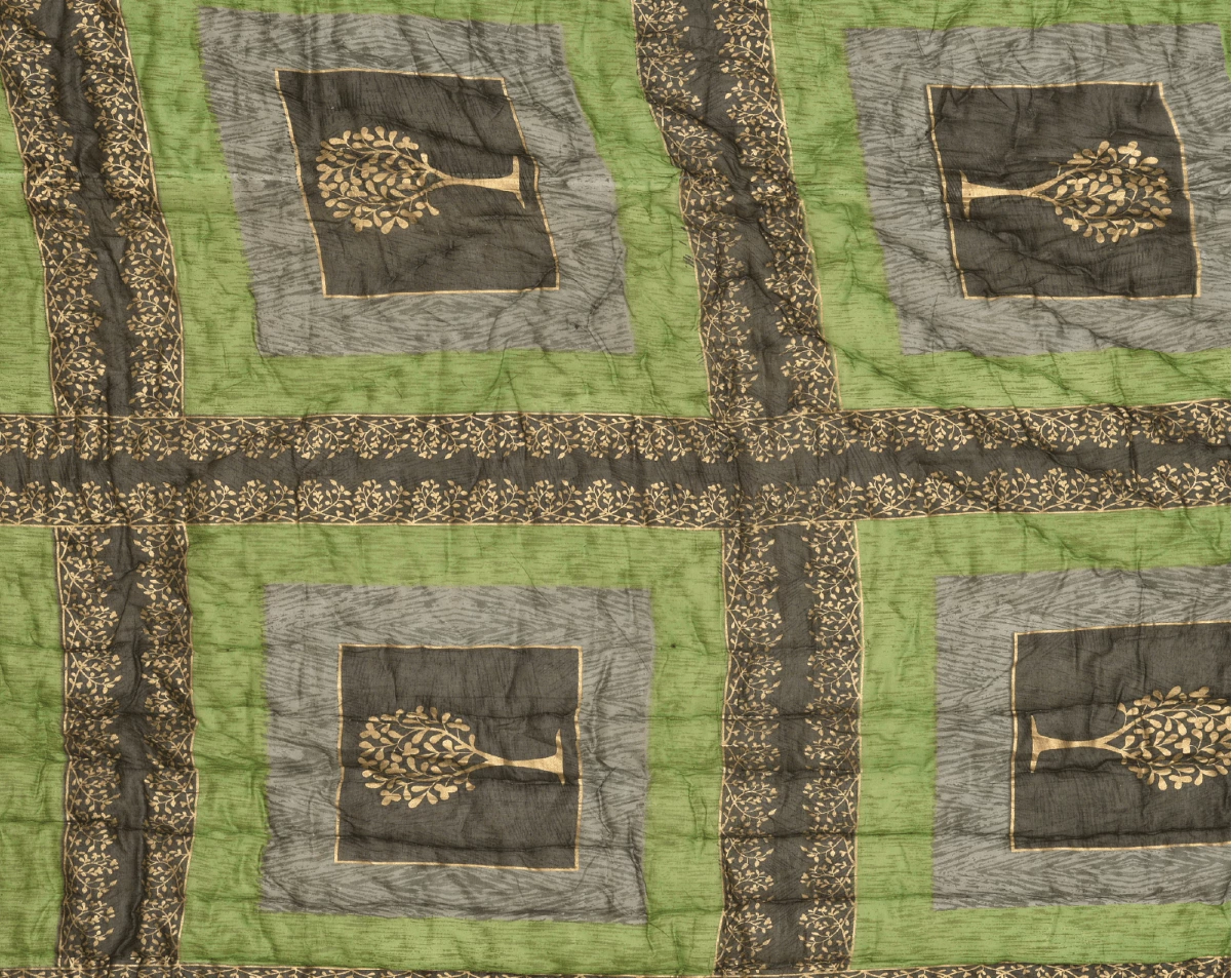 Green Gold Print Jaipuri Razai /Quilt - Lushfab Jaipur