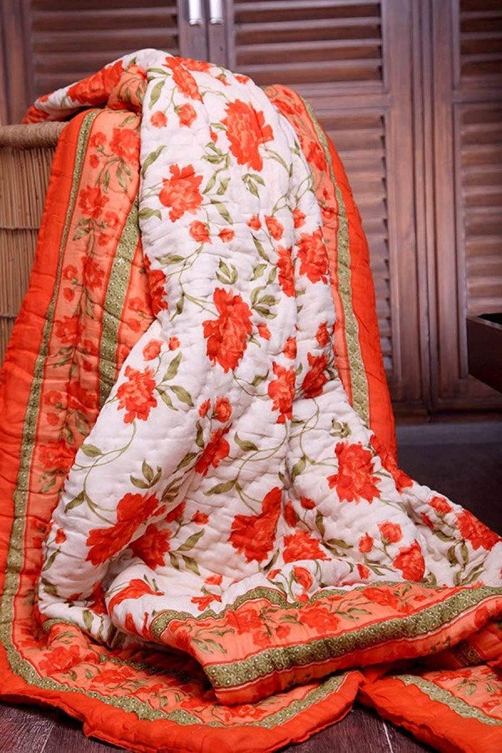 orange flower original jaipuri razai quilt online