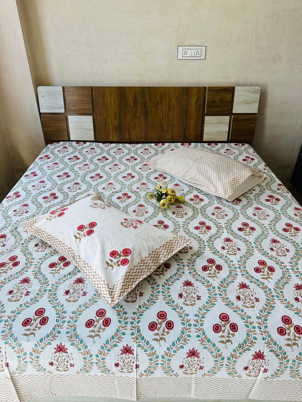 Classy Cotton King Size Bed Sheet (108x108) inch - Petals
