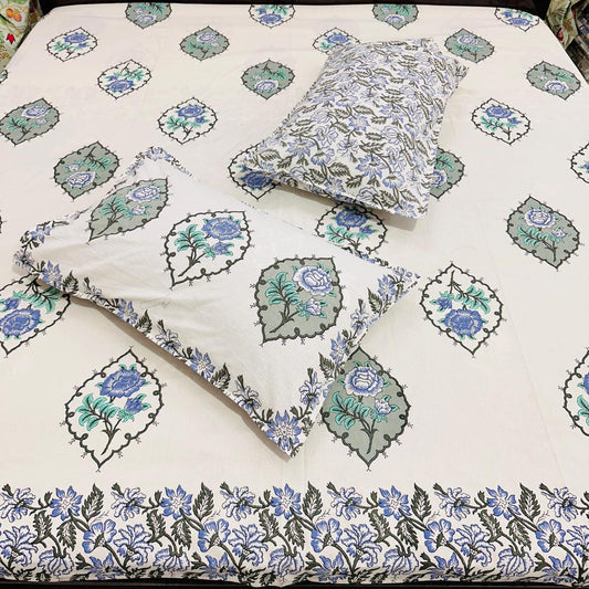 100% Cotton Premium King Size Bed Sheet (108x108) inch - Paisley