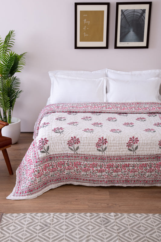 handmade block print jaipuri razai quilt for double bed