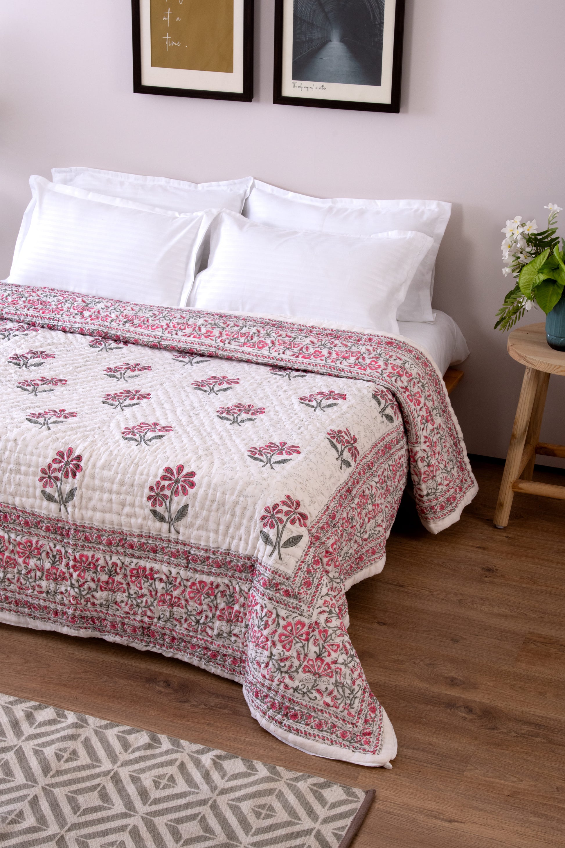indian quilt block print available in double bed