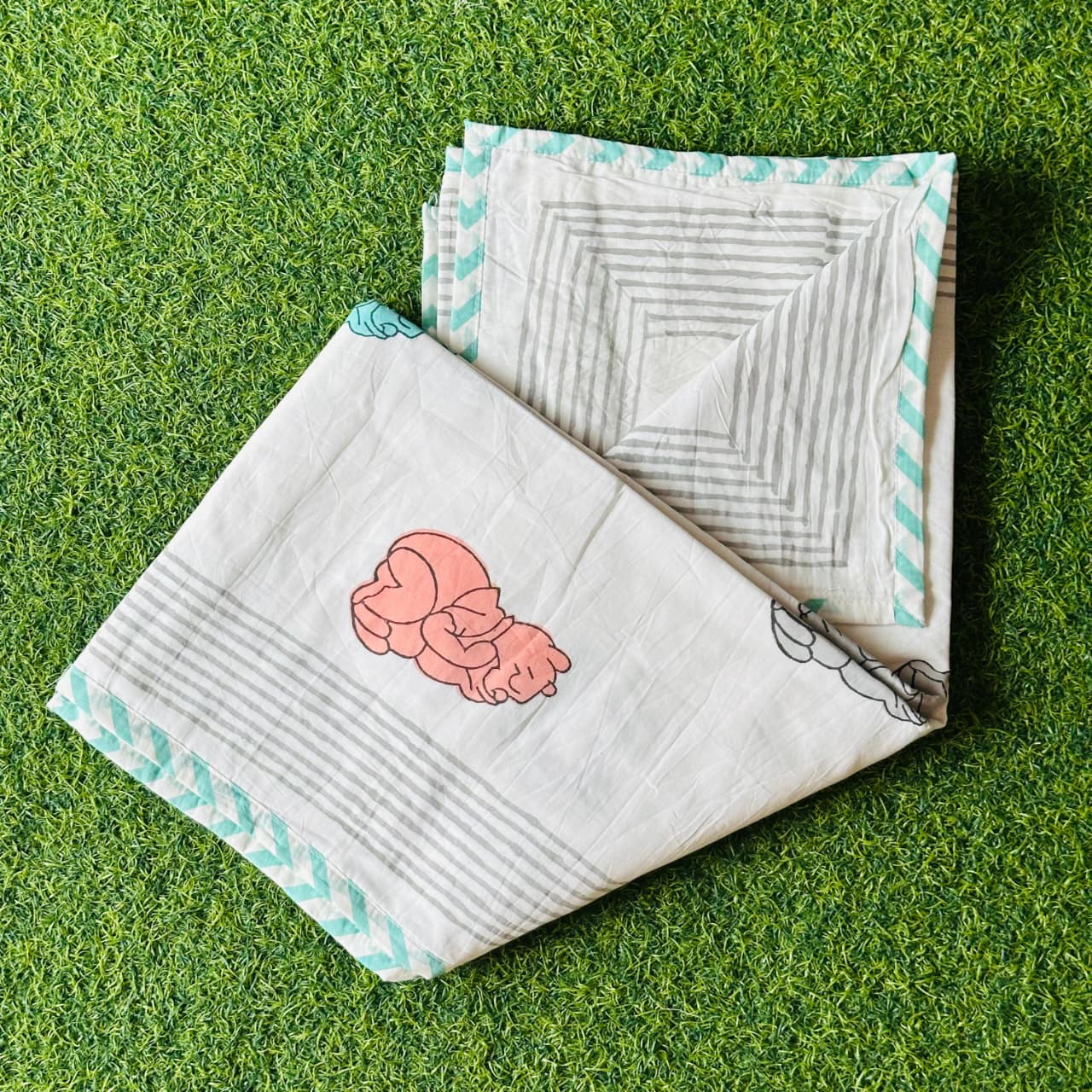 Bear Block Print Baby Dohar (45x60 inch)