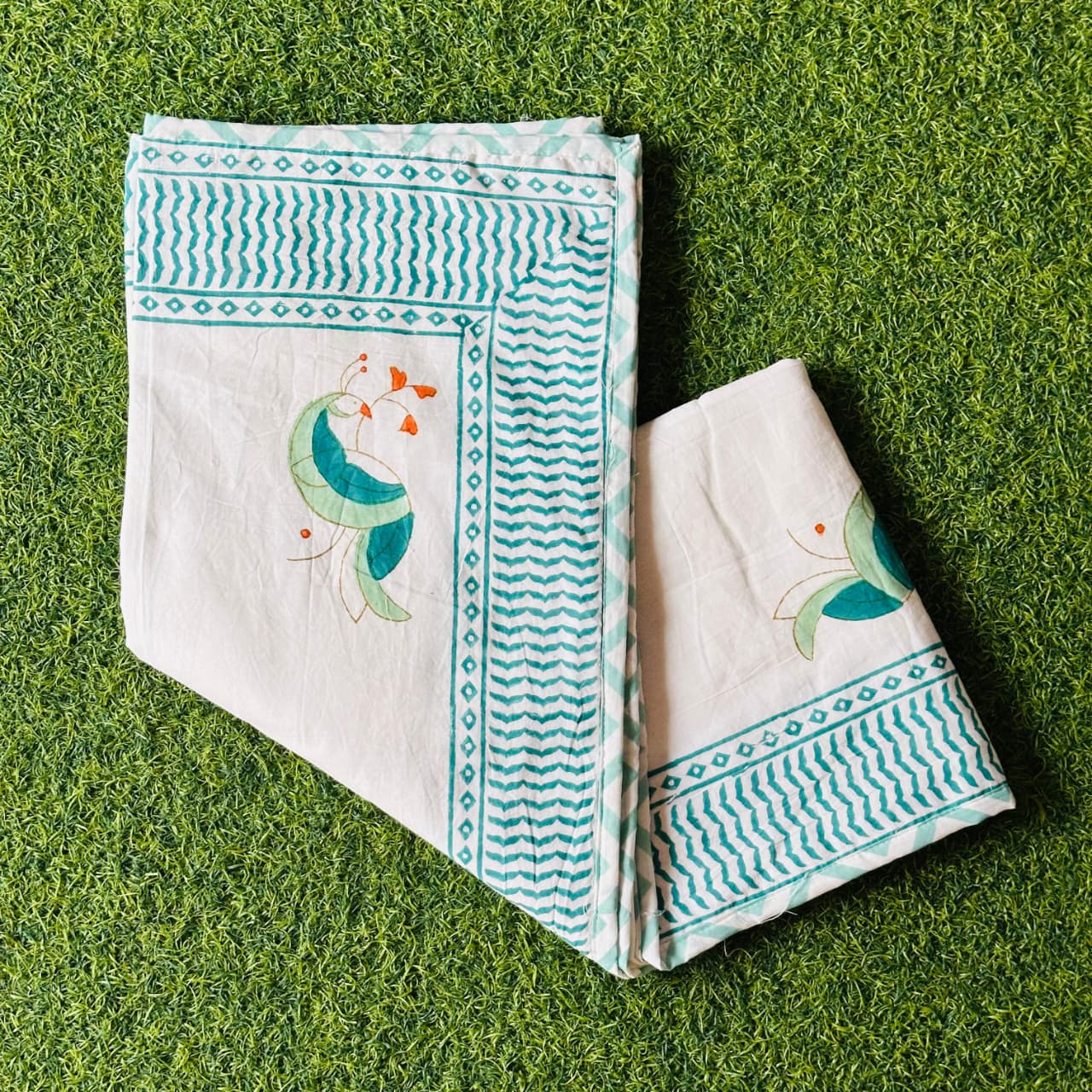 Peacock Block Print Baby Dohar (45x60 inch)