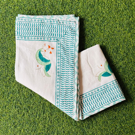 Peacock Block Print Baby Dohar (45x60 inch)