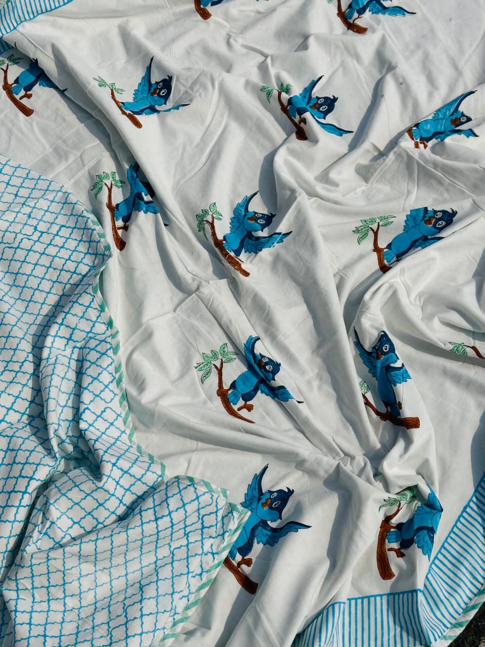 Bird Block Print Kids  Dohar 60x90 inch