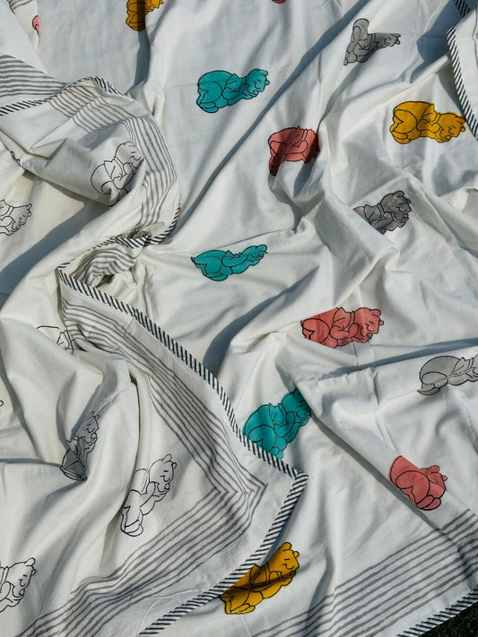 Bear Block Print Kids Dohar 60x90 inch
