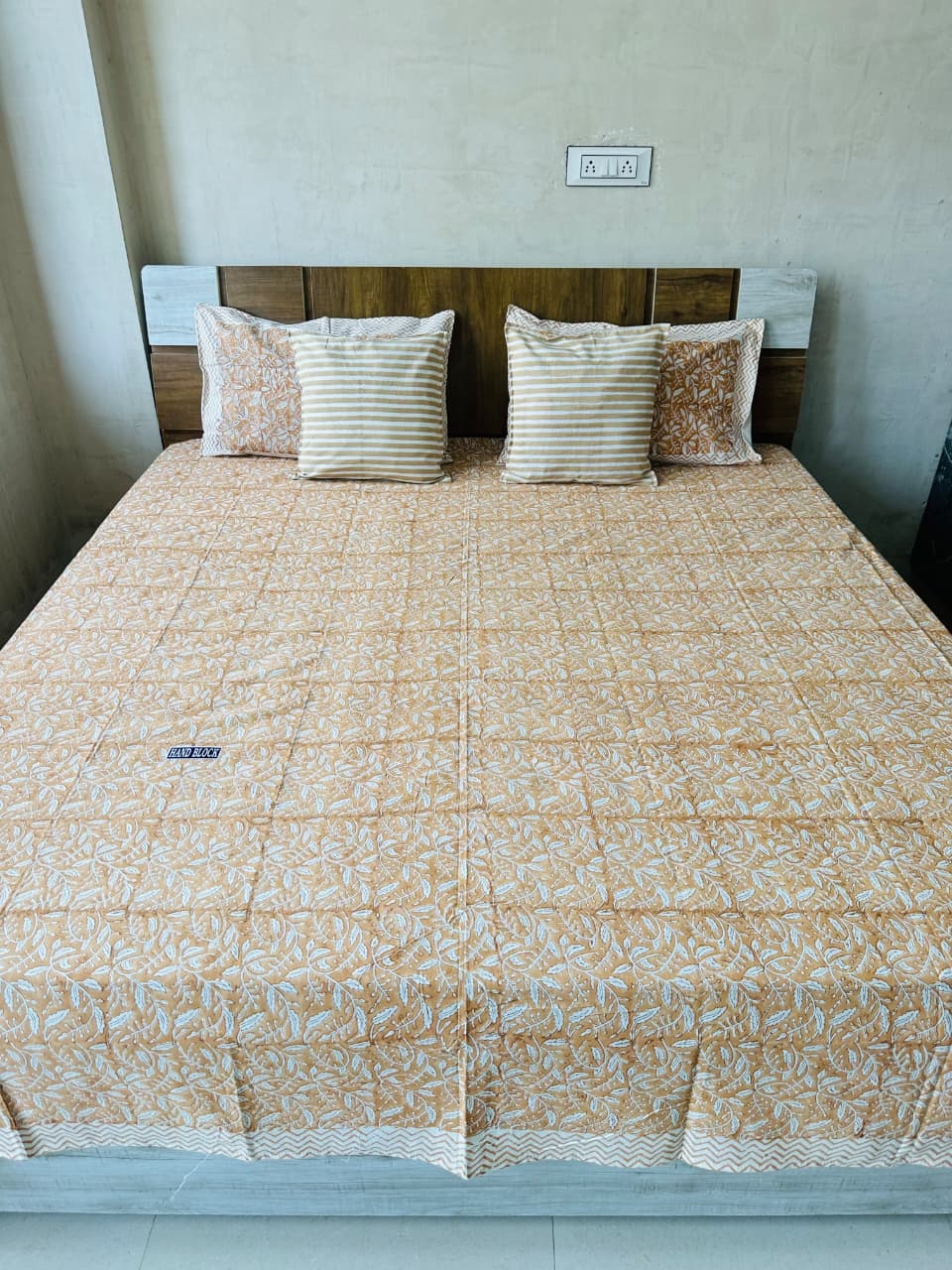 Ground Bale Block Print Double Bed Bedsheet