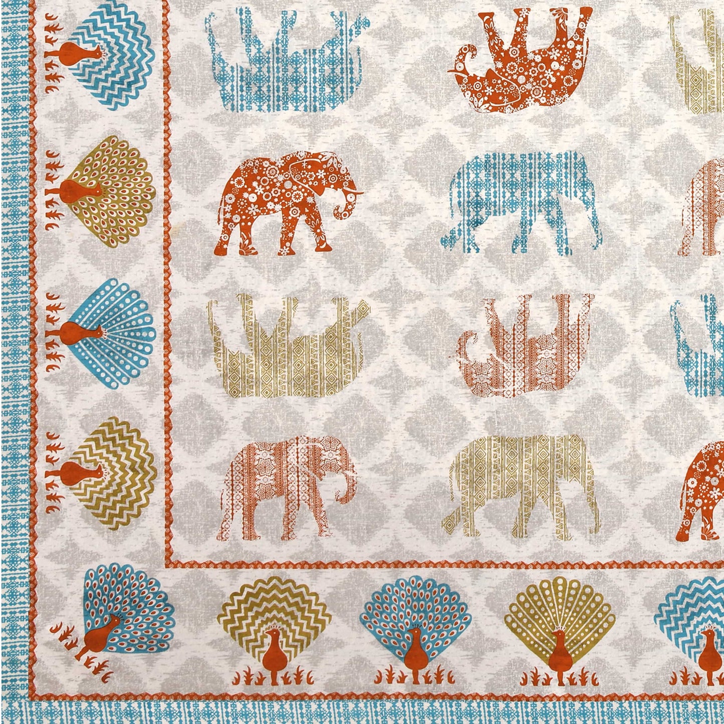 Ethnic Elephant Jaipuri Bedsheet Double Bed (90x108 inch)