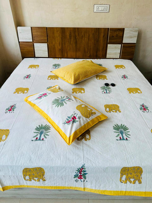 Elephant Motif Premium Bedsheet Double bed (100x108 inch)