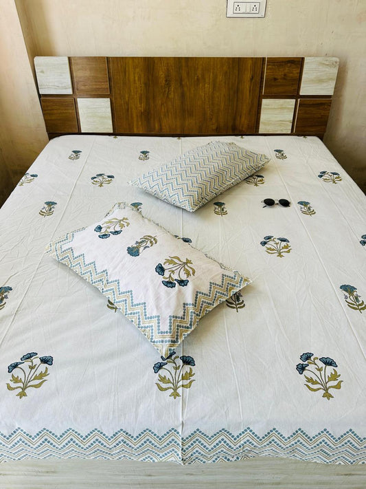 Mughal Boota Cotton Jaipuri Bedsheet Double bed (100x108 inch)