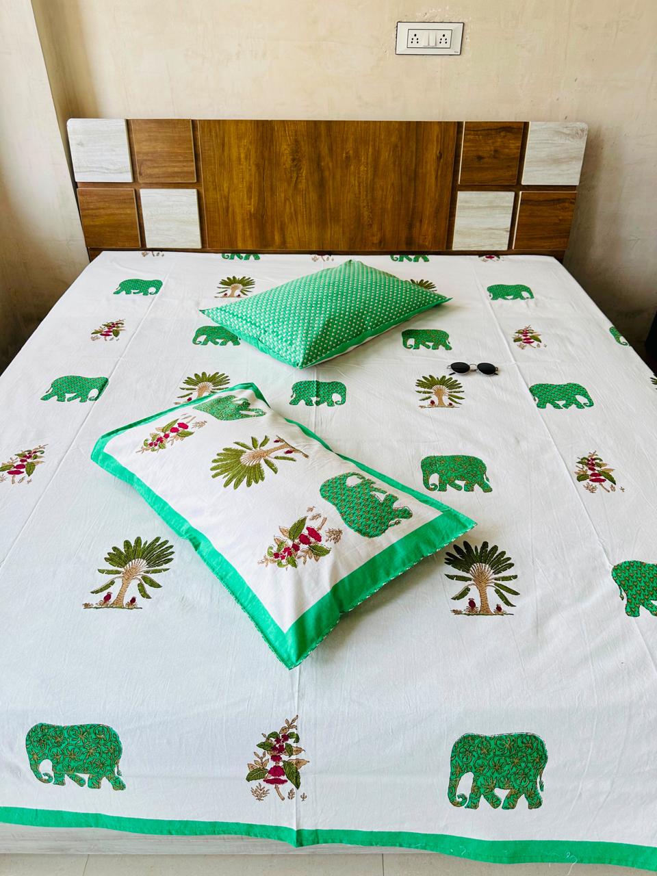 Elephant Motif Premium Bedsheet Double bed (100x108 inch)
