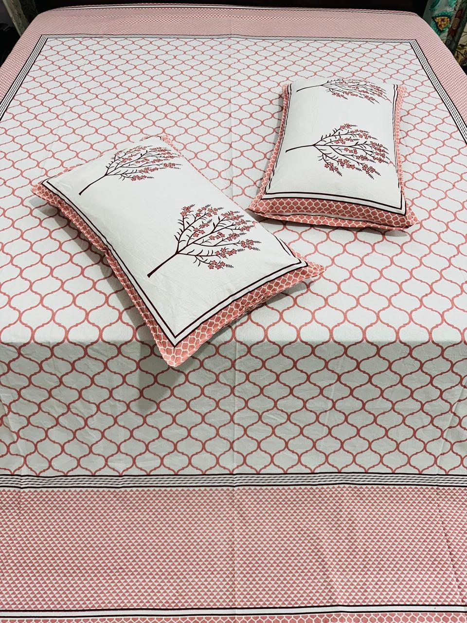 Light Floral Premium Cotton Bedsheet Double Bed (100x108 inch)