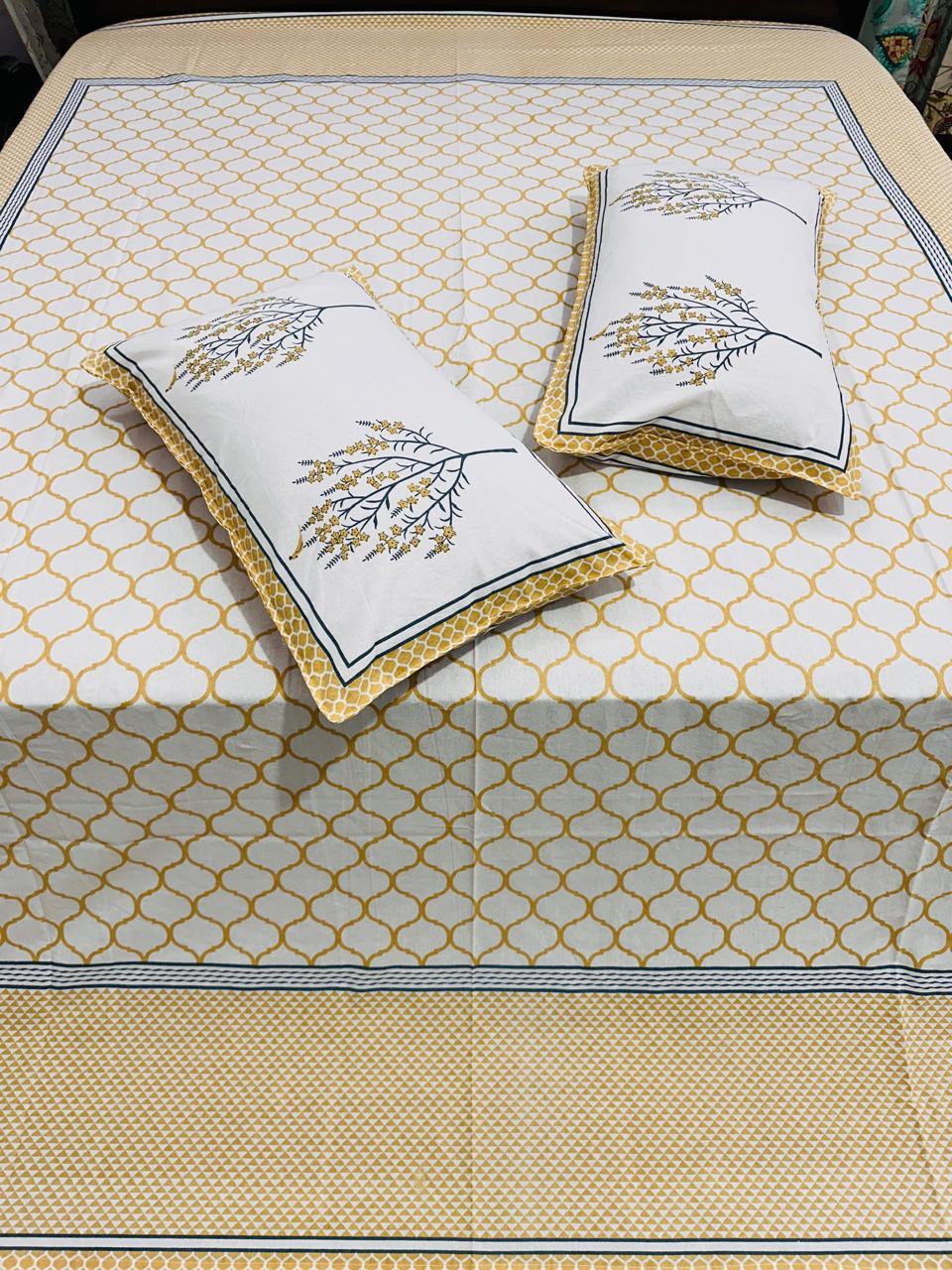 Light Floral Premium Cotton Bedsheet Double Bed (100x108 inch)