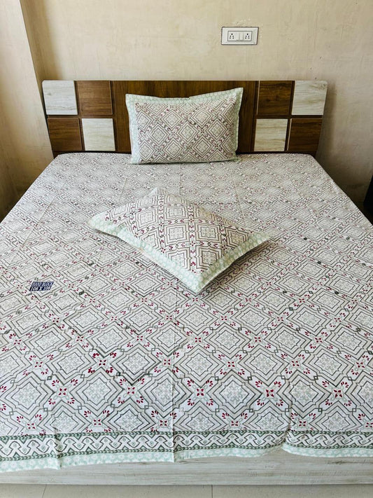 Ethnic Frames Block Print King-size Bedsheet (108x108 inch)