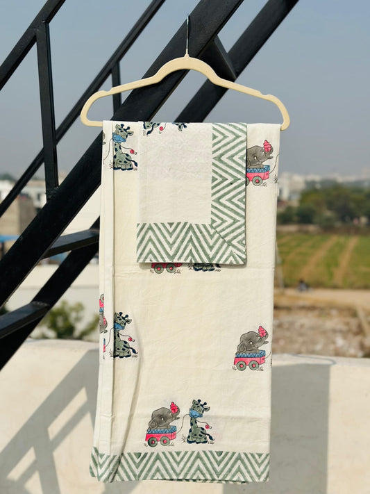 Jaipuri cotton kids bed sheet 60x90 single bed