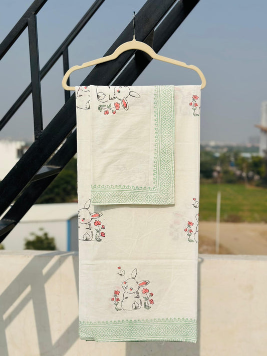 hand block print cotton kids bedsheet 60x90