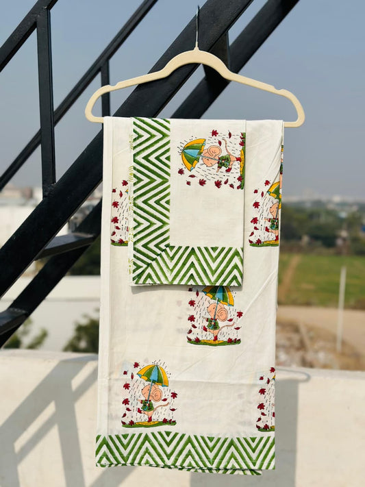 soft Jaipuri block print bedsheet for kids single bed