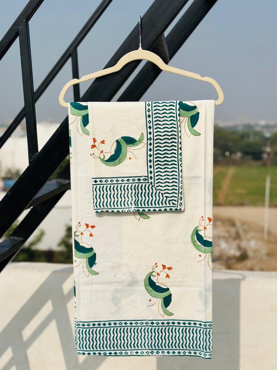 vibrant block print cotton kids bedsheet 60x90 inches