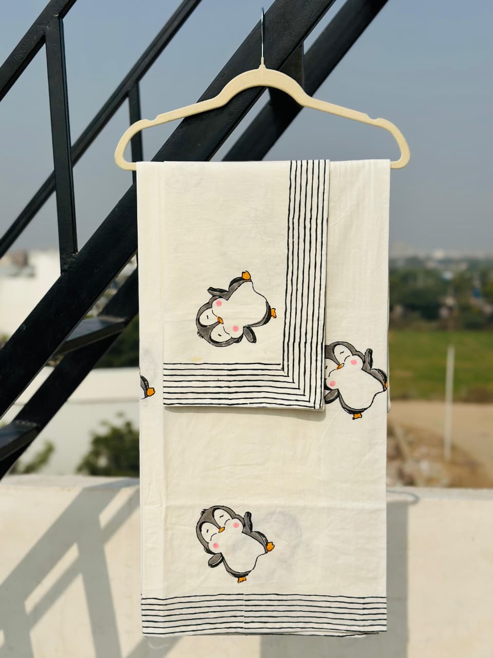 soft cotton block print kids bedsheet 60x90 inches