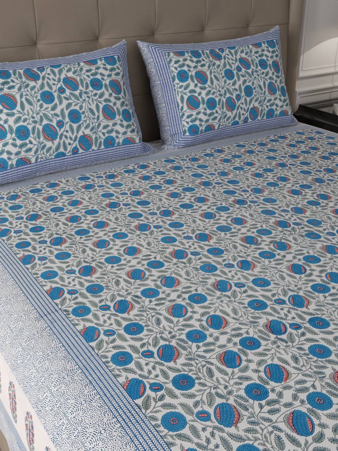 100% Cotton Premium King Size Bed Sheet (108x108) inch -Marigold