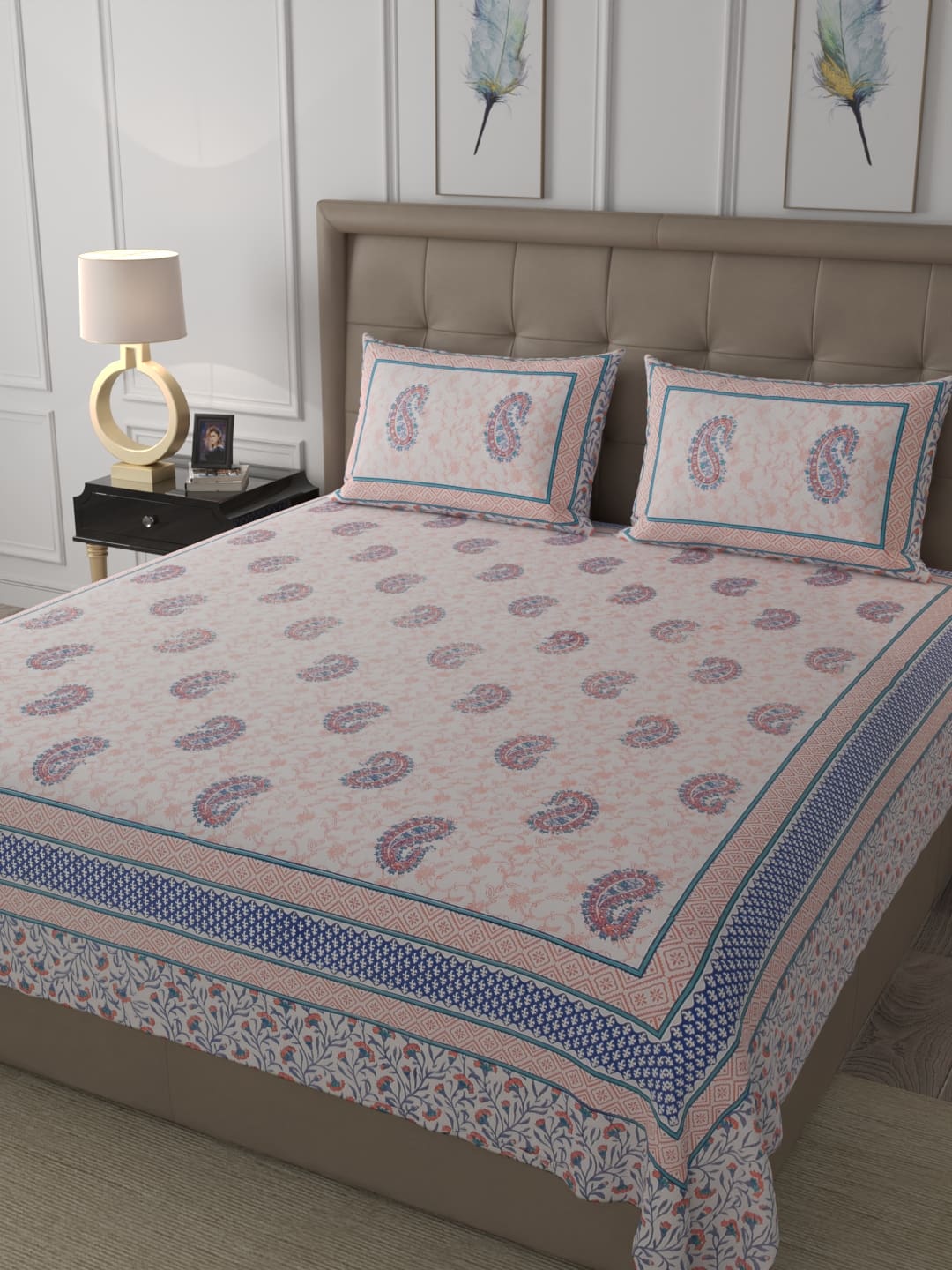 100% Cotton Premium King Size Bed Sheet (108x108) inch - Mirza