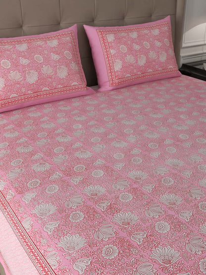 Classy Cotton King Size Bed Sheet (108x108) inch - Flora