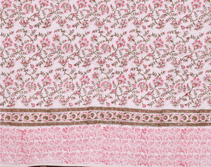 Machine Quilted Pink Palm tree Block Print Cotton Quilt - Lushfab Jaipur