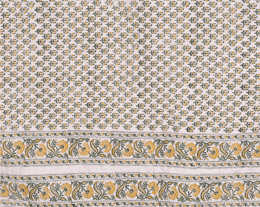 Machine Quilted Sunflower Block Print Cotton Quilt - Lushfab Jaipur