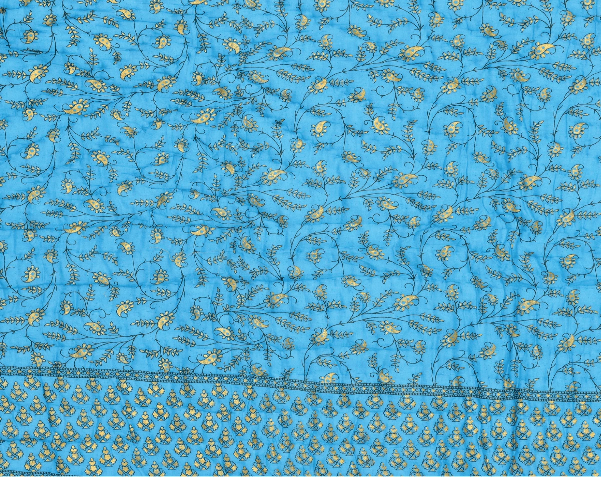 Jaipuri razai/ jaipuri quilt- blue gold print 3