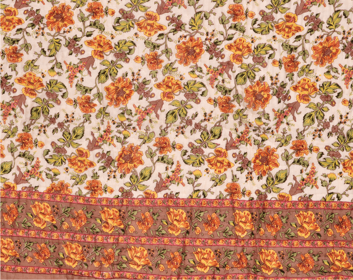 Garden Flower Mughal Print Jaipuri Razai /Quilt - Lushfab Jaipur