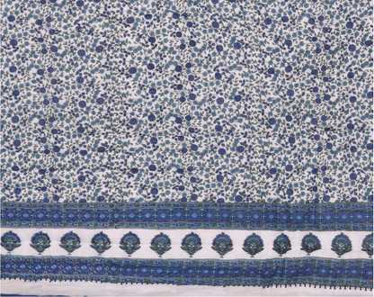 Blue Booti, Sanganeri Print, Cotton Jaipuri Razai/Quilt - Lushfab Jaipur